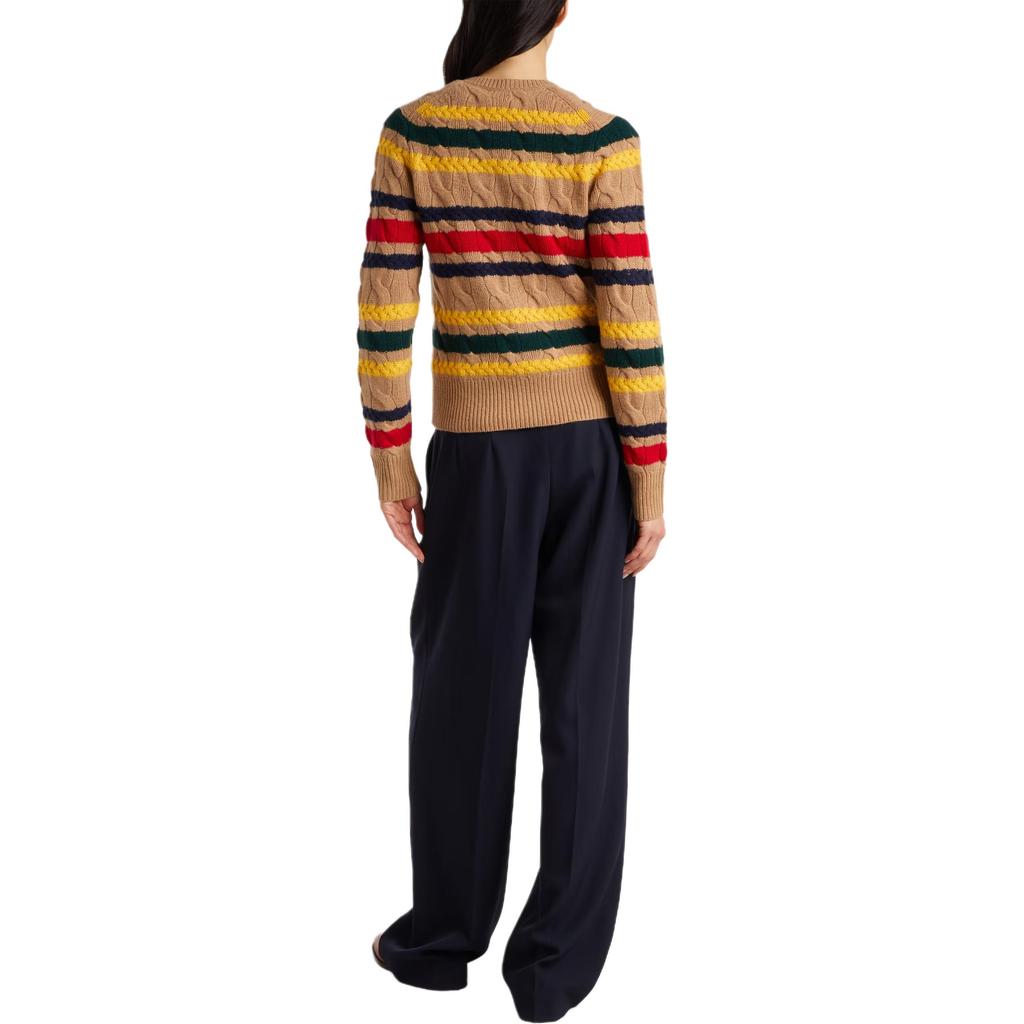 Polo Ralph Lauren Striped Crew Neck Button Knit Sweater Women Sweater 211972837-001