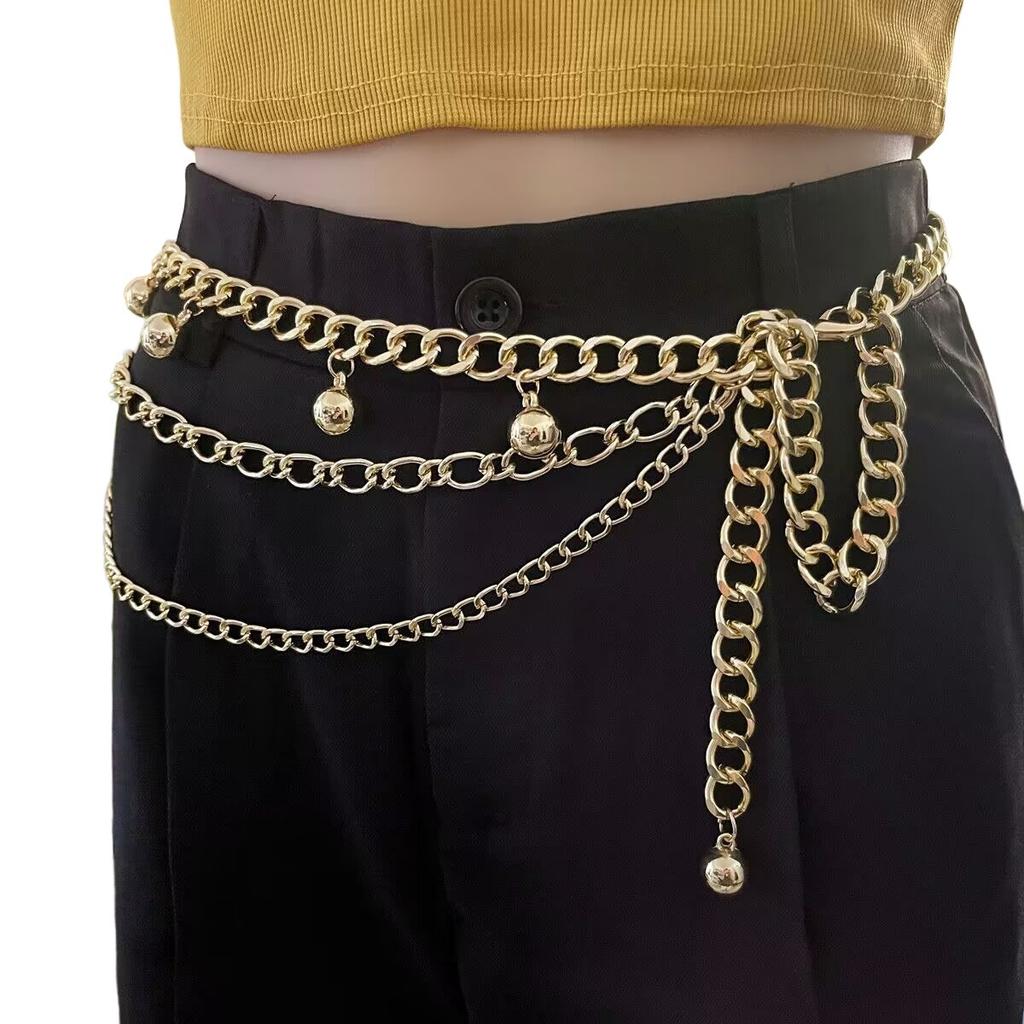 Retro Metal Waist Chain Women's Fashion High Sense CCB Ball Multi-layer Waist Chain with