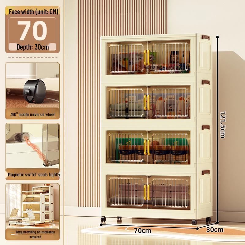 70-90cm No-Install Folding Storage Cabinet for Home, Living Room, Bedroom, Multi-layer Wardrobe, Sundries Organizer.