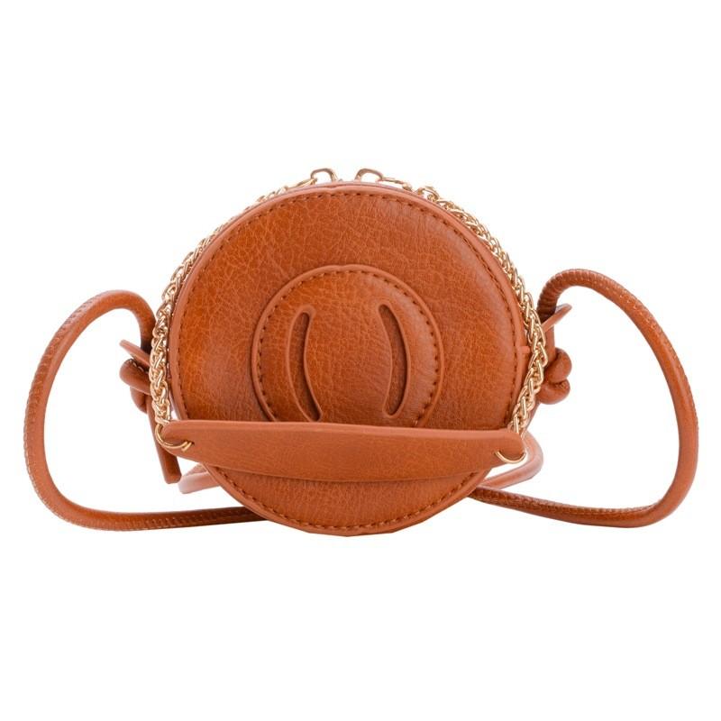 

Stylish Mini Round Pu Shoulder Bag For Kids In Chic Solid Colors Perfect For Daily Use помаранчевий