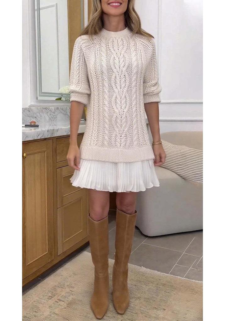 European Cross-Border Knit Chiffon Mini Dress - Sweet Temperament Style