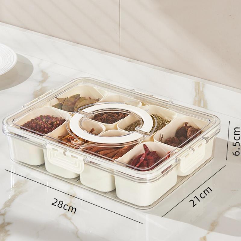 Multipurpose Divided Serving Tray with Secure Lid Handle Portable Charcuterie Platter Clear Snack Container for Party Entertaini