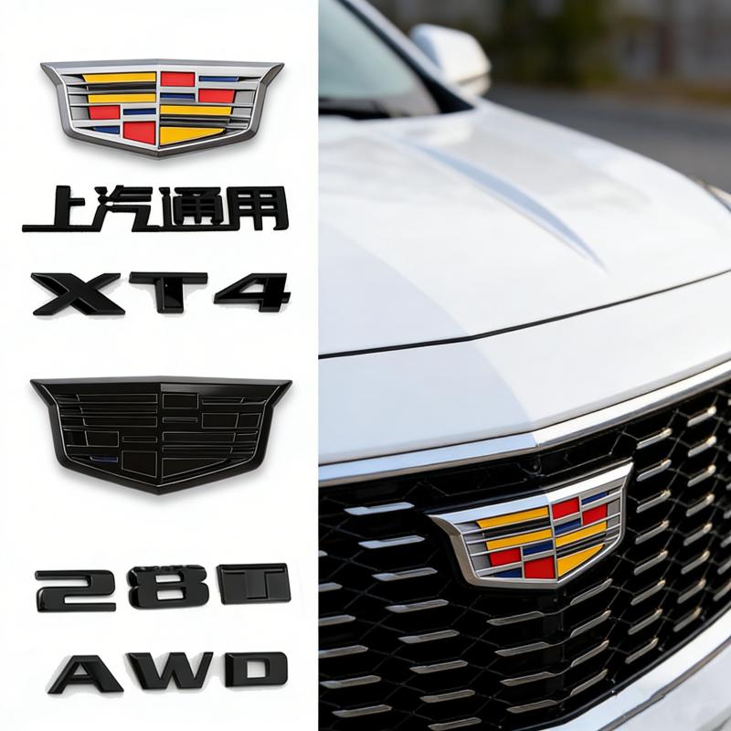 ABS Car Front Grille Emblems Rear Trunk Decals Logo Letters Fender Badge Sticker Auto Accessories for Cadillac XT4 28T AWD