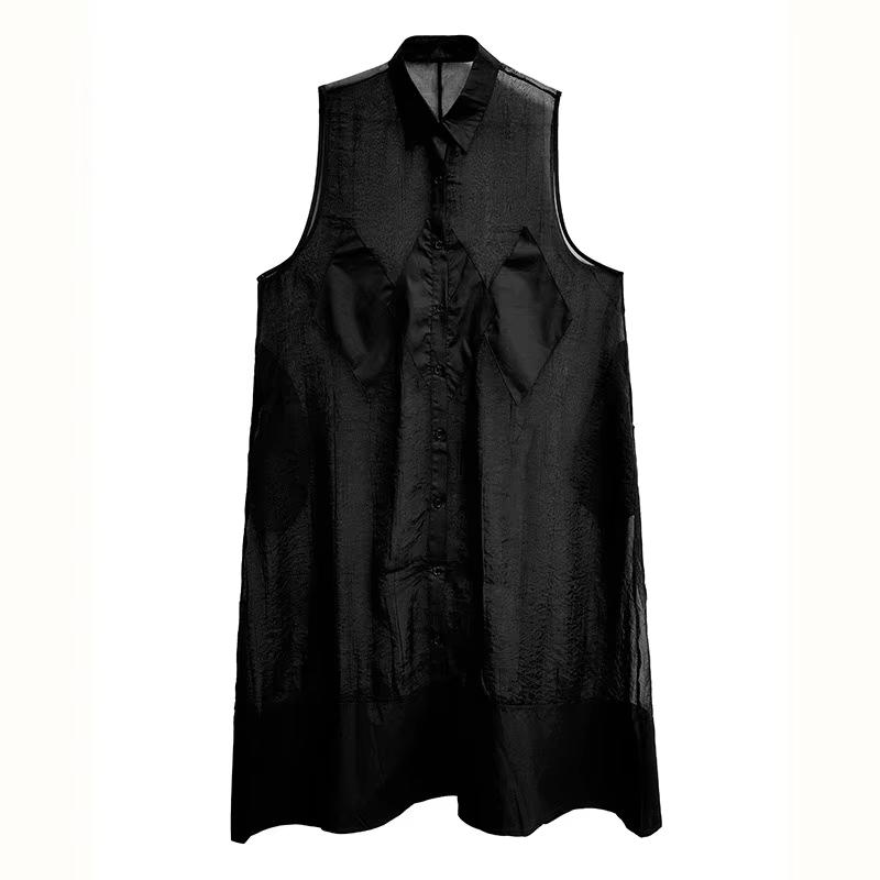 

Xitao Платье без рукавов в сетку в стиле пэчворк GMM1364 One Size чёрный