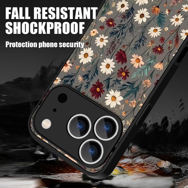 Thin Ring Magnetic For Magsafe Case For iPhone 17 Pro Max Case iPhone 16 15 14 13 Pro Max 17E Daisies Flowers Print Hybrid TPU+PC Matte Cover