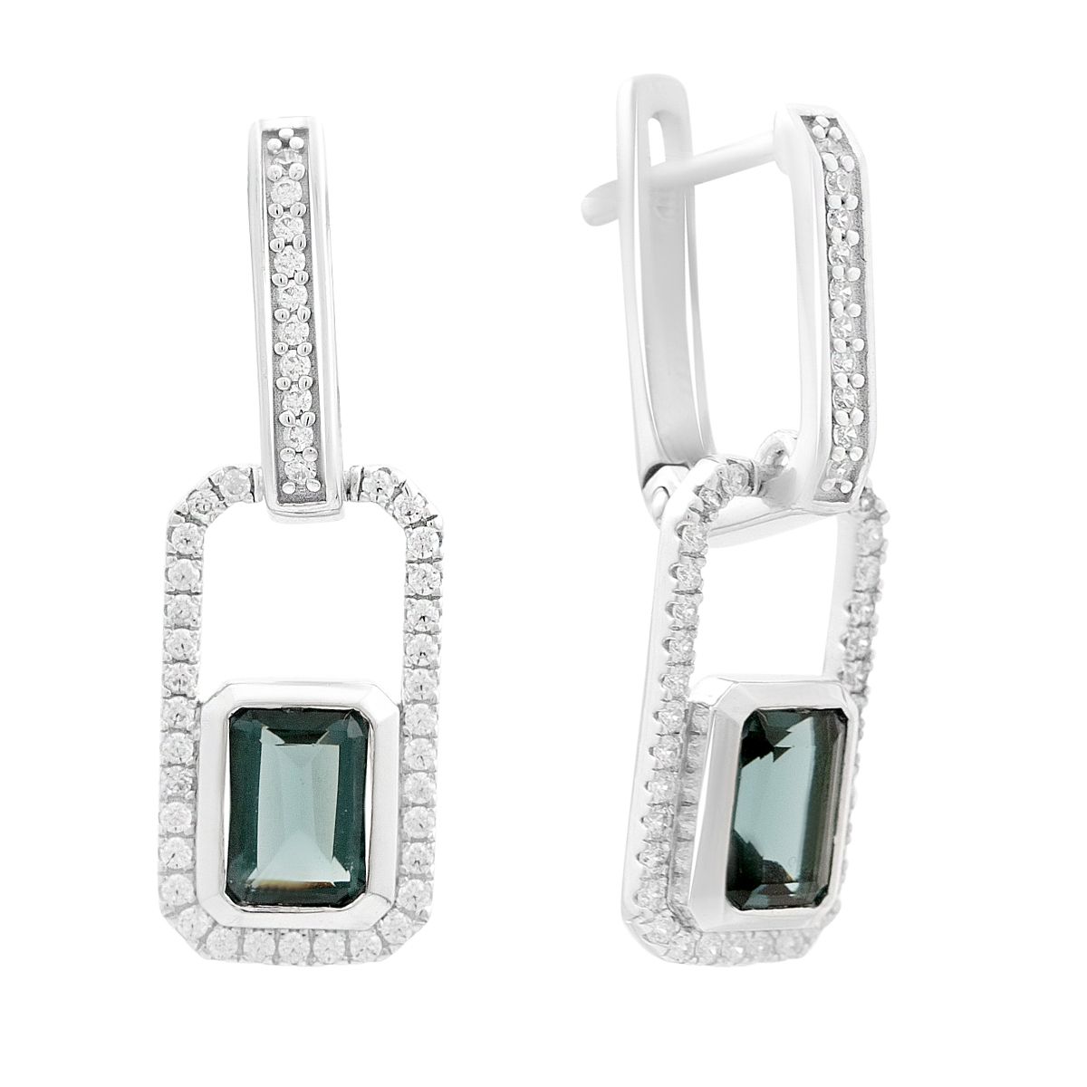 

Серебряные серьги с топазом Лондон Блю 2.516ct, фианитами (2204732) синій