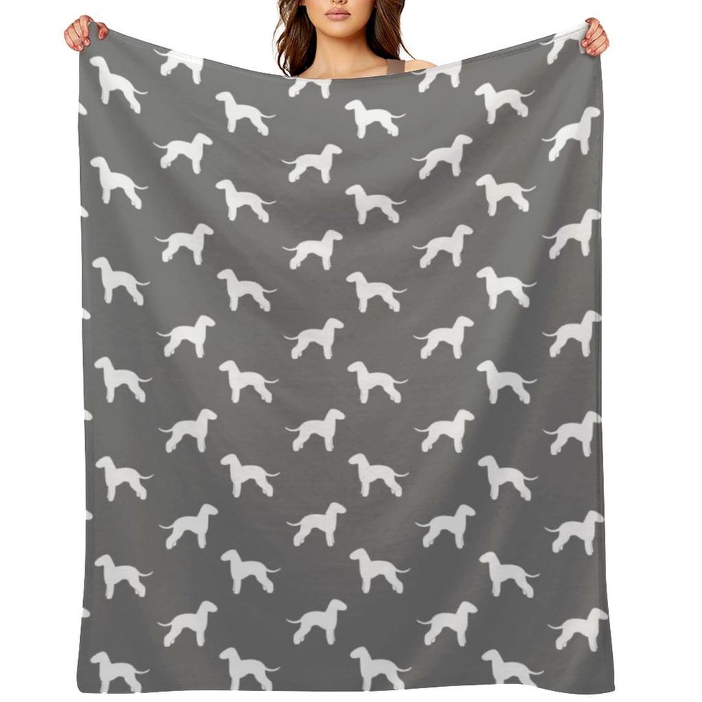 Bedlington Terrier Silhouette(s) Throw Blanket Soft Plush Plaid Halloween For Sofa Thin Bed Fashionable Blankets