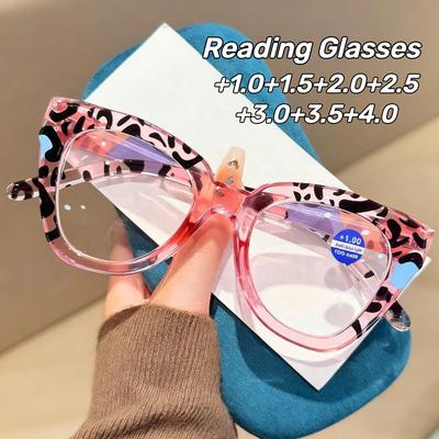 Neue Modische Leopardenmuster Anti-Blaulicht Lesebrille Herren- Und Damen-Übergroße Cat-Eye HD Presbyopiebrille