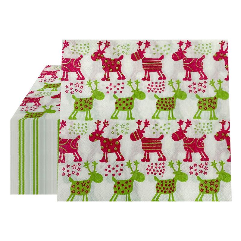 

20 шт. Рождественские салфетки бумажные Санта-Клаус Снеговик Веселые рождественские украшения для дома Новогодние одноразовые столовые приборы 20pcs