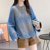 Autumn and Winter Pullover Sweater for Women Loose and Fashionable Thick Blue Knit Sweater for Women