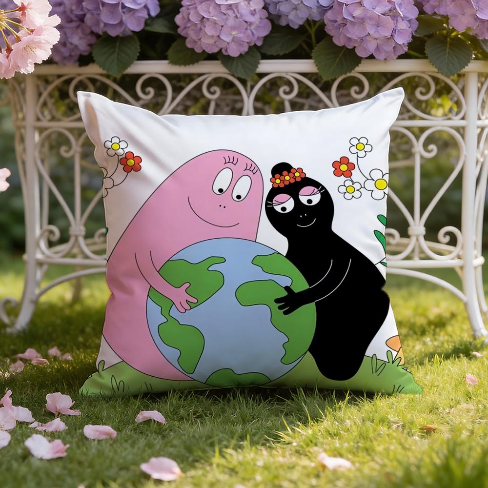 Cartoon Cute B-Barbapapas Cushion Cover Home & Car Dual-Scene Pillow Cover: Reversible for Premium Comfort