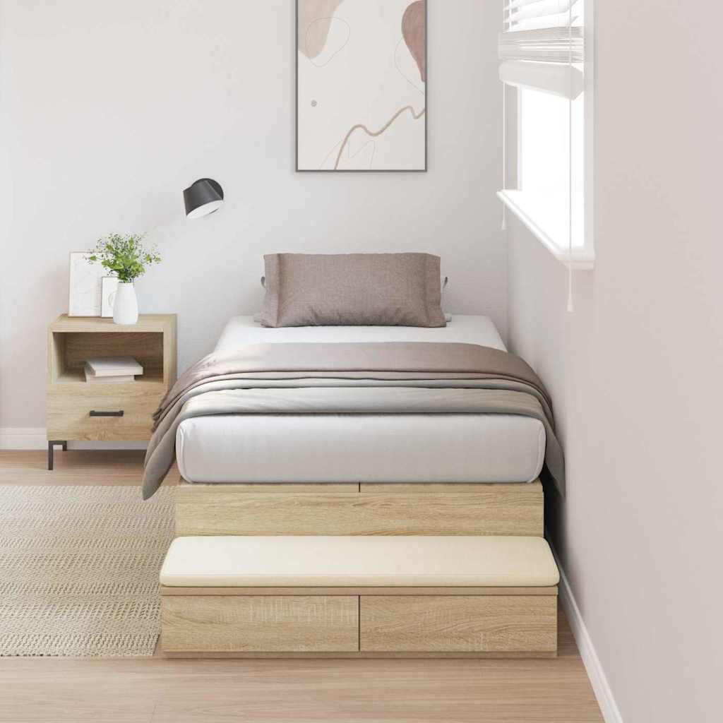 Storage Bed Frame Sonoma Oak 100 cm Particleboard