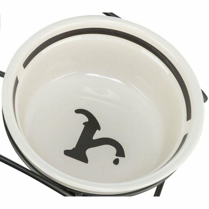 Mangeoire pour chien - TRIXIE - Ø 13 cm - 250 ml - Blanc Noir - 50.5x47x31 cm - Facile à nettoyer