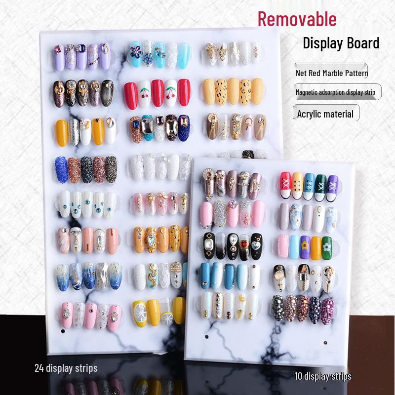 Japanese Style Marble Pattern Nail Art Display Stand with Magnetic Detachable Board