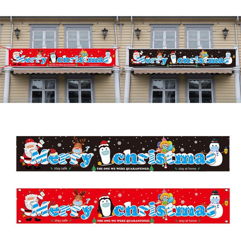 Merry Christmas Banner Featuring Santa Claus And Elk For Quarantine Outdoor Holiday Dcor
