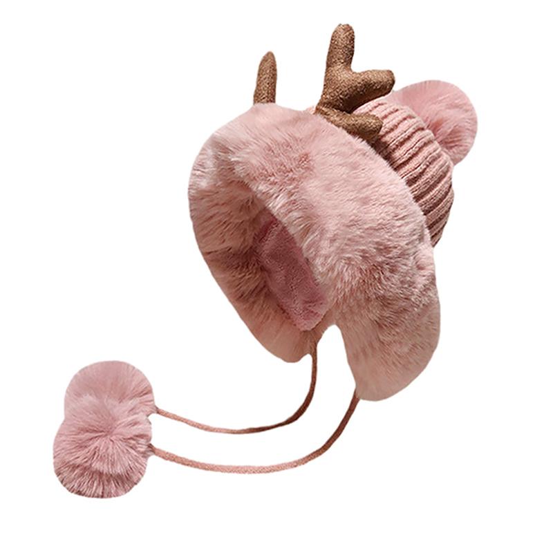 1PC Christmas Outfit Christmas Accessories Ear Flap Hat Gift Faux Fur Hat Fashion Plush Hat Warmth 55-60cm