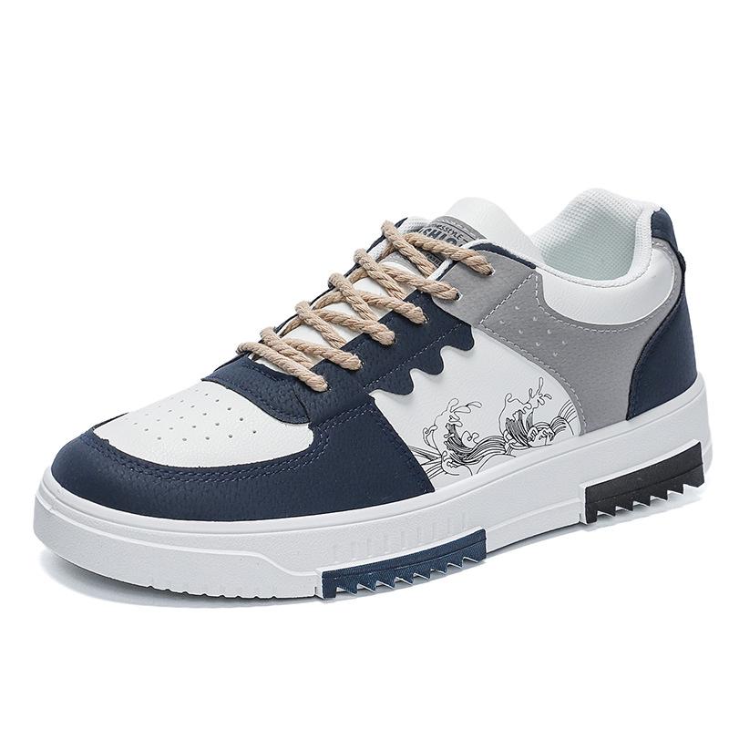 Men's Breathable White Shoes, Trendy and Versatile, Thick Soled Sports and Leisure Board Shoes, Trendy Shoes