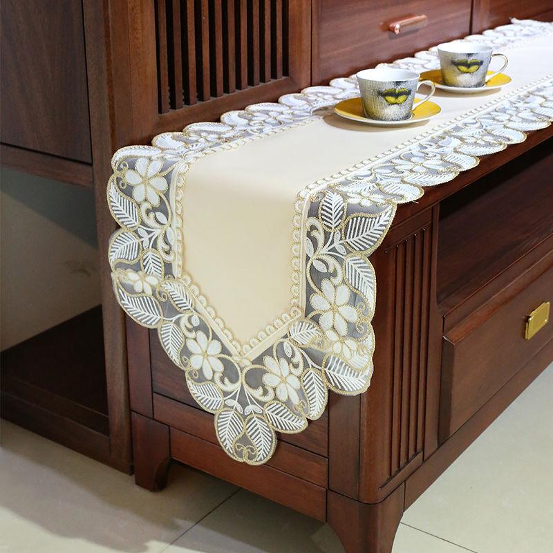 Waterproof Chinese Oil-proof Table Flag PU Coffee Table Tablecloth Tea Flag Long Light Luxury TV Cabinet