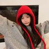 Red Korean Version Versatile and Fashionable Autumn and Winter Bag Head Hat for Women Warm Knitted Hat Wool Hat Fashionable Face Japanese Trend
