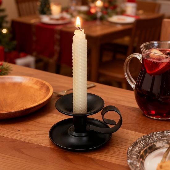 1/2 Buc Suport Vintage din Fier pentru Lumânări Conice Metal Candelabru cu Mâner Acasă Living Crăciun