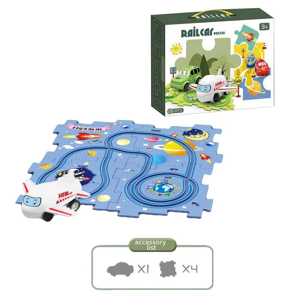 Non-Toxic Puzzle Racer Kids Car Track Set Plastic Floor Puzzles For 3 4 5 6 Year Old Children Montessori Toys Brain Toys New