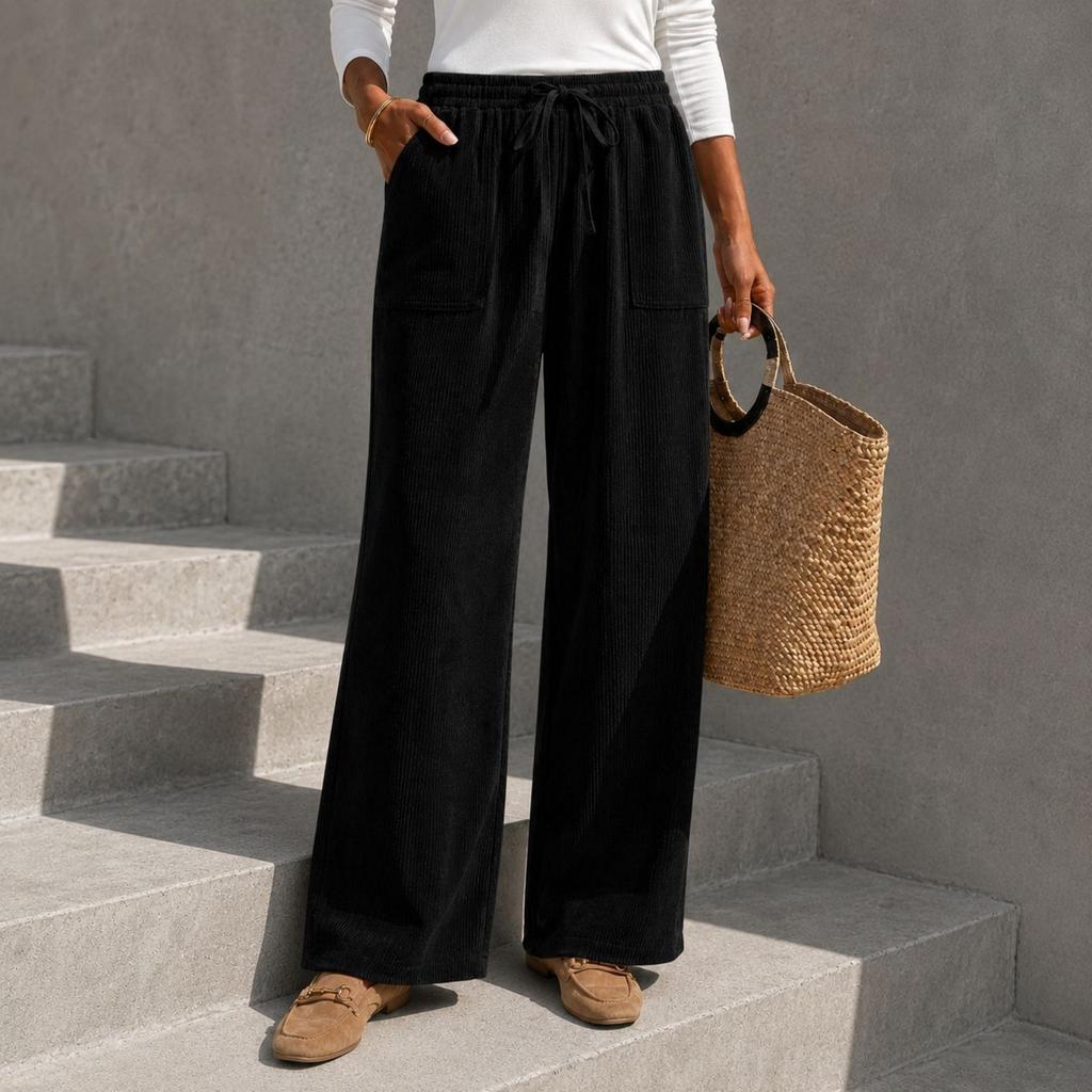 Women's Casual Color Loose Fit Wide Leg Pants for Everyday Fashion