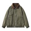 Lapel Work Jacket Men's Casual Loose Zipper Coat Top Clothes