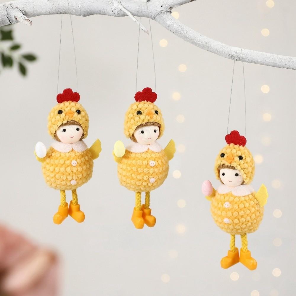 Cute Easter Chick Pendant Soft Plush Cartoon Chick Doll Easter Eggs Hanging Ornaments  Easter Party