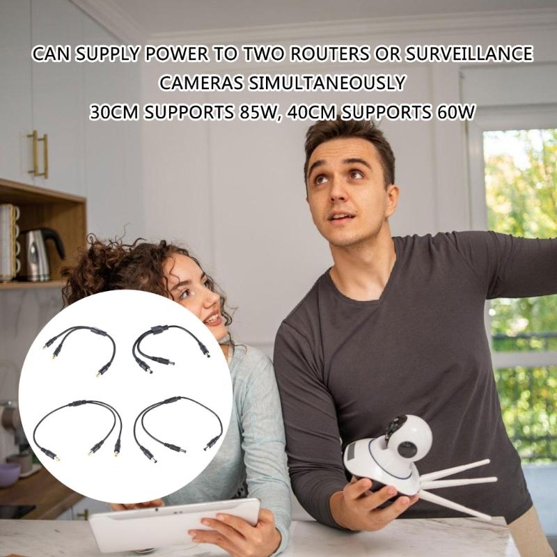 DC5521/DC5525 Power Cable 5.5x2.5mm/5.5x2.1mm Connector Wire Line 1 To 2 Y Splitter Cord for Security Cameras Fan