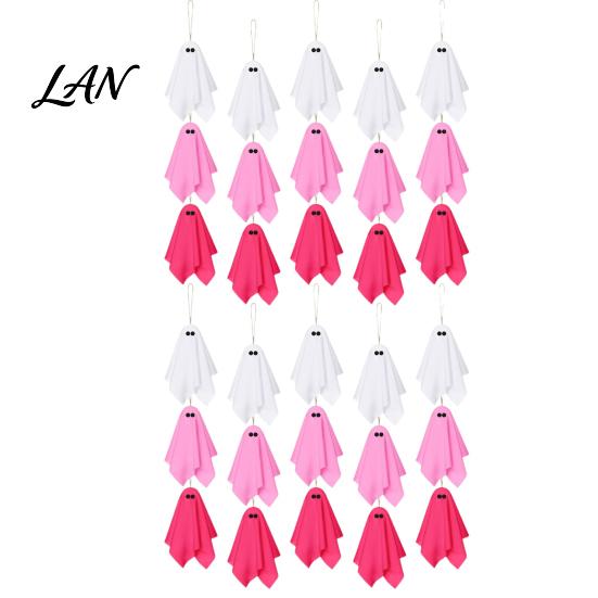 Soft Fabric Ghost Decorations Halloween Hanging Decor, Pastel Pink White Aesthetic Decor Ornaments, Cute Spooky Party Home Pendant Set