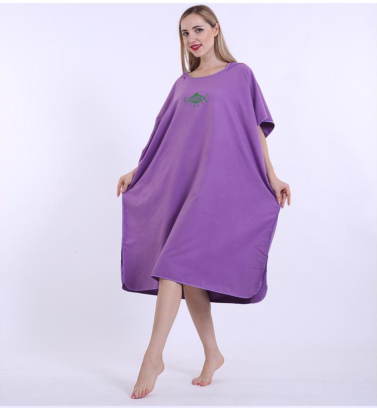 Plážové pončo z mikrovlákna s kapucí: Přenosný nositelný župan s ručníkem