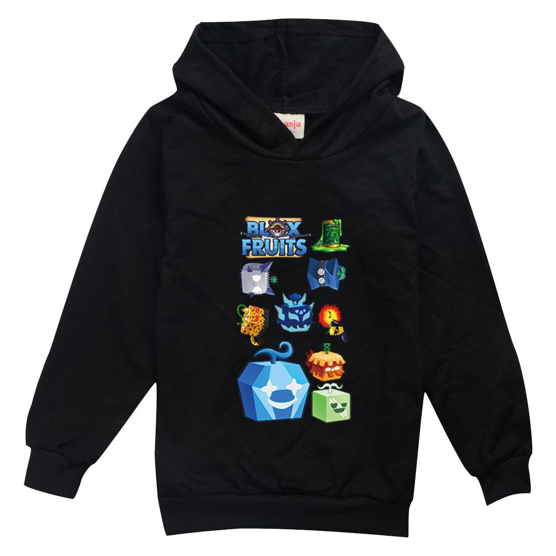 

Детская толстовка с капюшоном 3D blox с фруктами, детский свитер 150cm чёрный