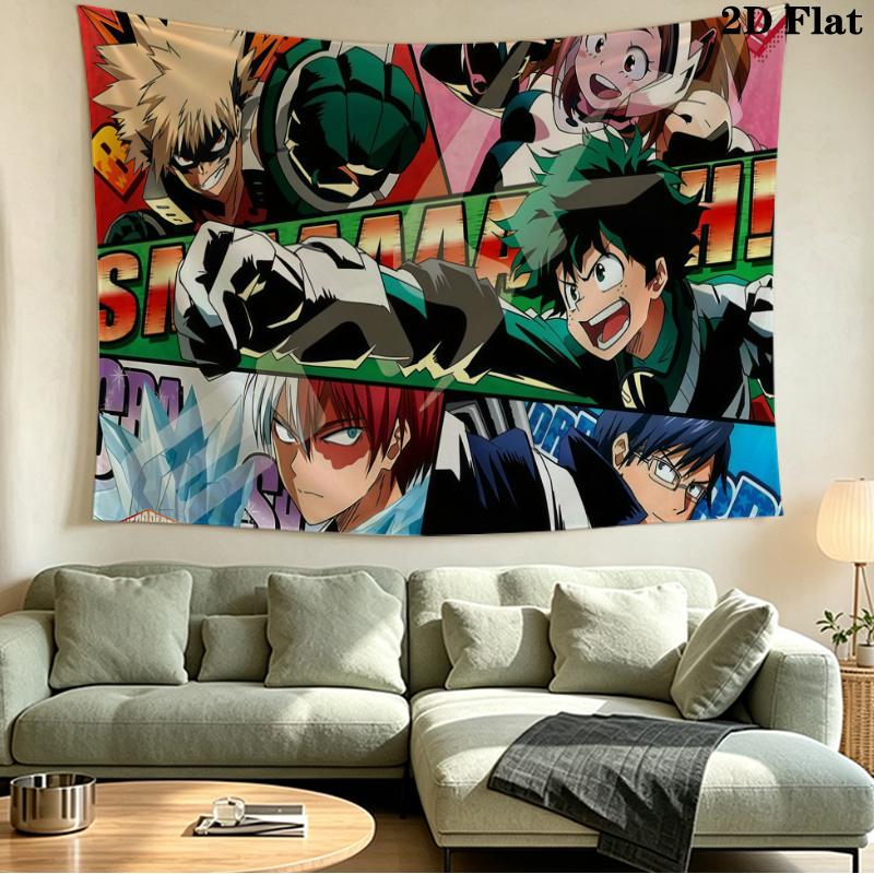 My Hero Academia Wall Tapestry Aesthetic Wall Hanging Printed Fabric Blanket Decorative Tapestries for Bedroom Living Room Home Decor