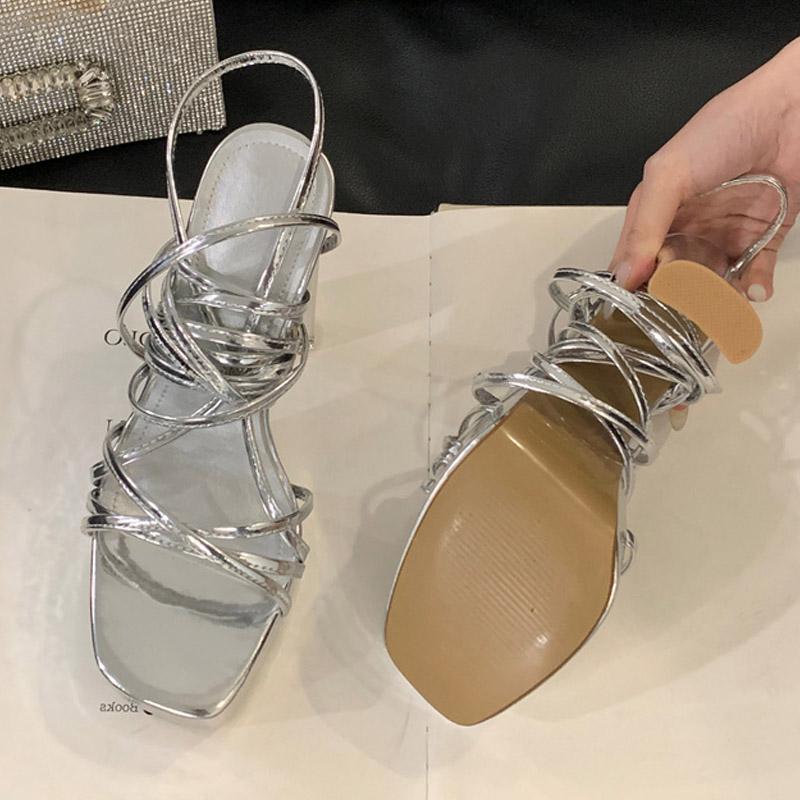 Fashion Liyke Model Catwalk Fashion Ankle Corss Strap Platform Sandals Women High Heels Sexy Square Toe Party Pole Dance Chunky Shoes