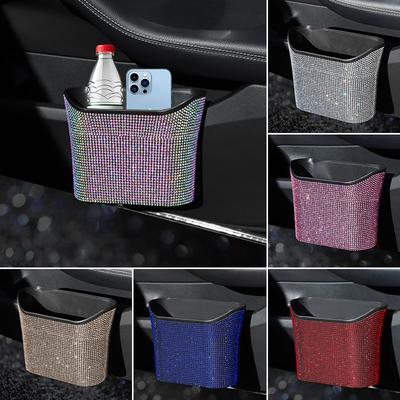 Křišťálový diamantový koš na odpadky do auta Auto Multifunkční Závěsný Auto Dveře Sedadlo Zadní Úložný box Úložný kbelík Bling Doplňky do auta