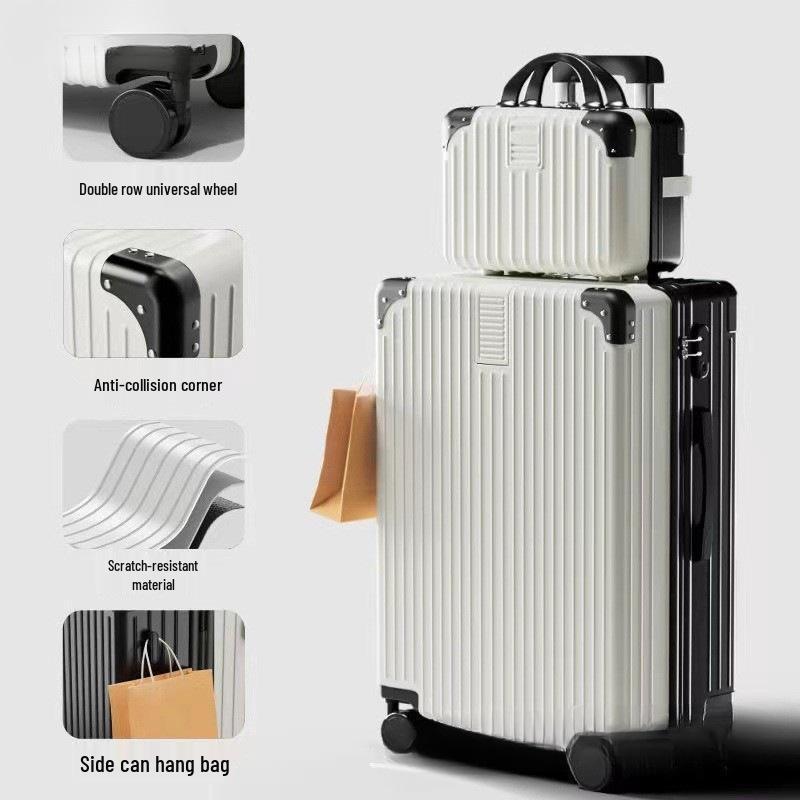 Women's Vintage Large-Capacity Trolley Suitcase - Durable, Stylish Travel Box with Zipper