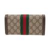 Gucci Ophidia Presbyopia Logo Striped Web Canvas Leather Wallet Women's Light Brown