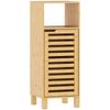 Bathroom Cabinet, Open Shelf, Cabinet, Bamboo Wood, Louvered Door, Light Brown