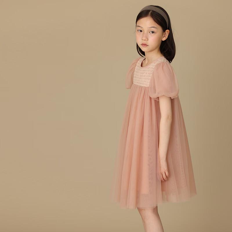 Hacikis Girls' French Sweet Pink Puff Sleeve Princess Dress