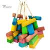 Parrot Toy Colorful Wooden Stick Block Bird Parakeet Chew Cage Hanging Decor
