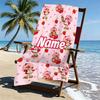 Custom Name Personalized Strawberry Shortcake Print Beach Towel, for Trip Camping Beach Party Home Decor, Birthday Gift for Family & Friends