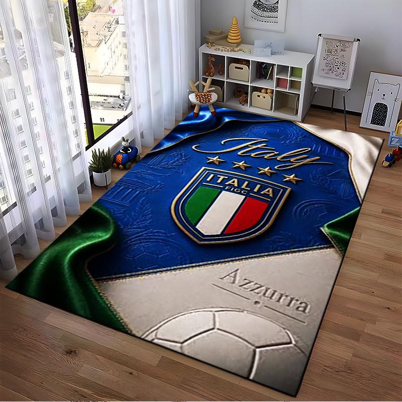 Italy Football Crest Design Rug Non-slip Rug Suitable for Living Room and Bedroom Sofas.