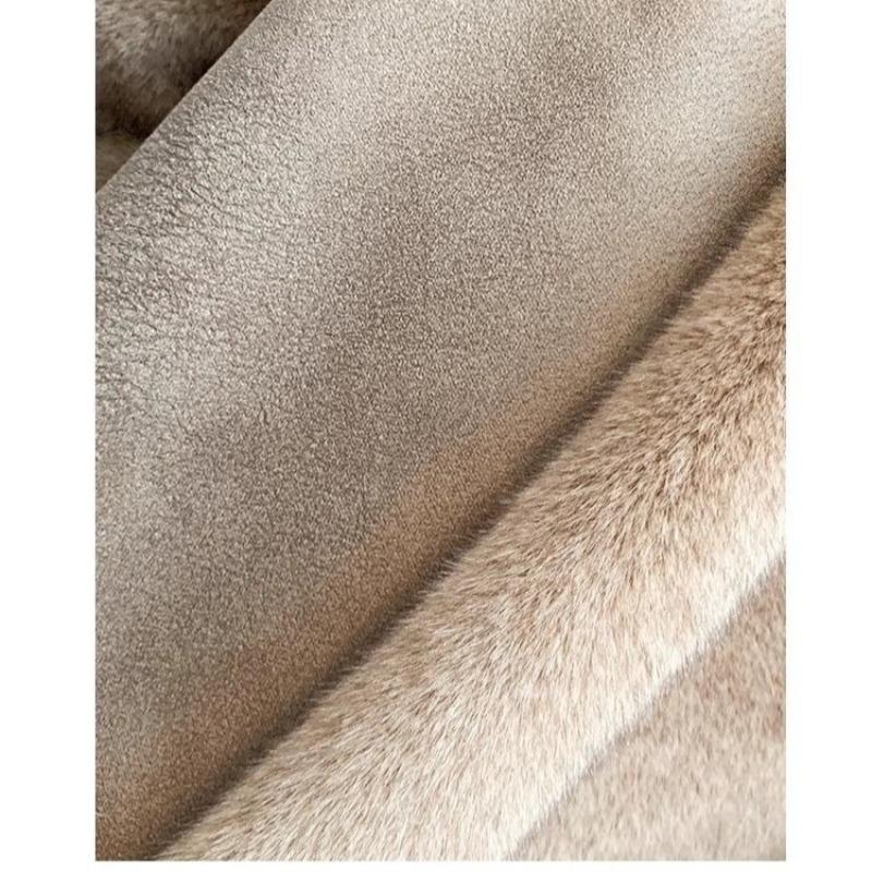 Women Loose Faux Mink Fur Overcoat Autumn Winter Elegant Socialite Fashion Outerwear