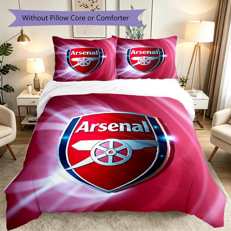 Football Club Duvet Cover Set - 3pcs Polyester Bedding Set with Digital Print, 1 Comforter Cover & 2 Pillow Shams