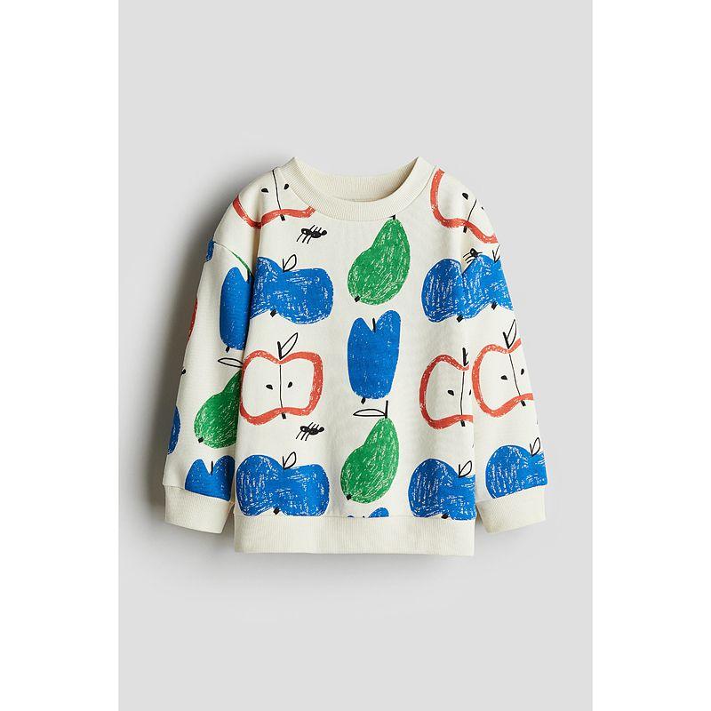 

HM Children s Clothing Boy s Hoody Autumn New Kids Long Sleeves round Neck Lettered Casual Top Pullover Shirt 1078507 Cream/Fruit 110/56(2-4Y)