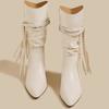 Women High Heels Boots Pointed Toe Heeled Shoes 2025 Winter Designer New Chunky Chelsea Boots Suede Shoes Mujer Botas