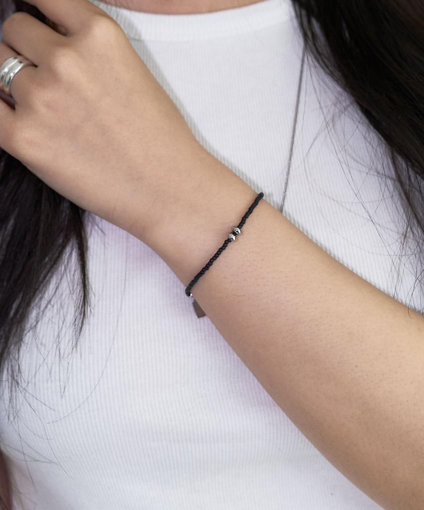 Ourpierre Silver Donut Bracelet Black