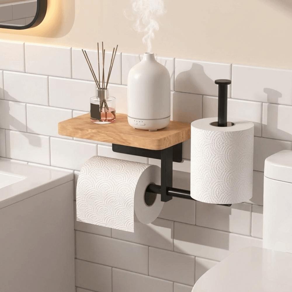 Tiered Design Toilet Paper Holder No-drill Tissue Holder Roll Paper Holder Bathroom