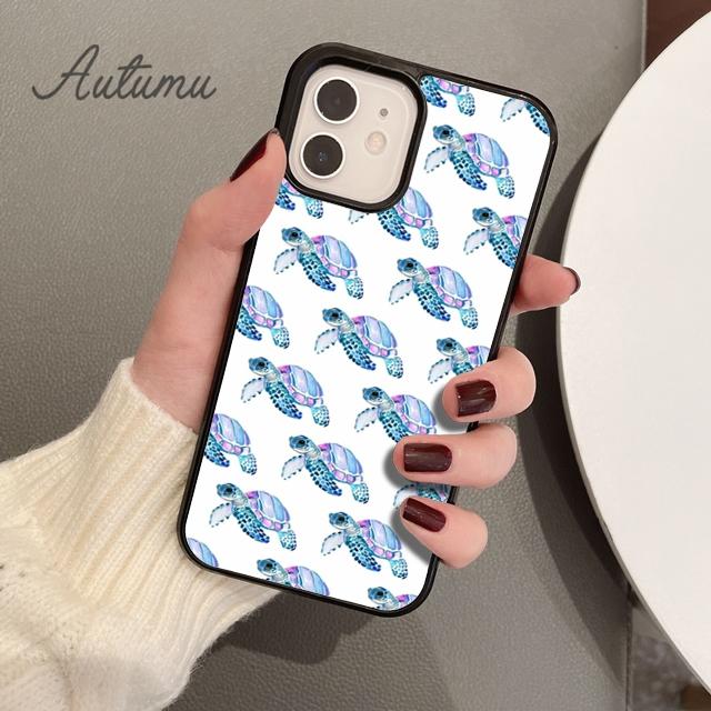 Cute Sea Turtle Phone Case for iPhone 11 12 13 14 Pro Max Mini X XR XS SE 2020 5 6S 7 8 Plus Samsung Galaxy S21 S22 Cover Shell