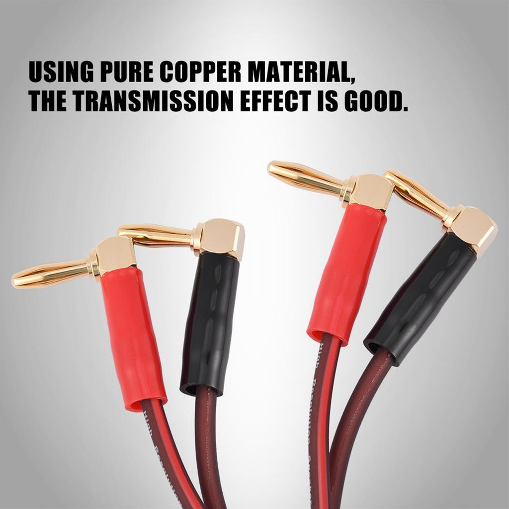 HI FI Pure Copper Speaker Cable Right Angle L Type Banana Plugs Line Wire Red & Black